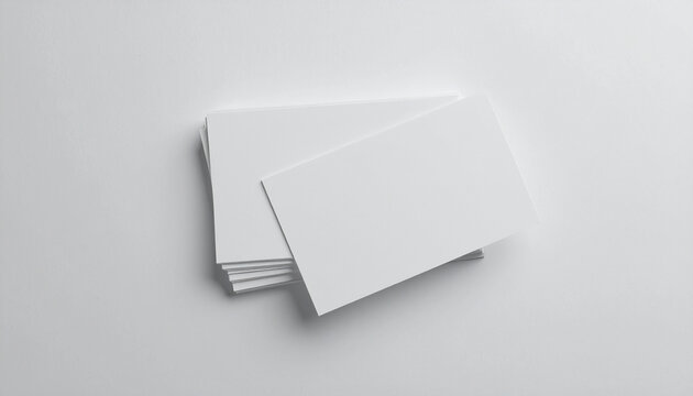 Stack of business cards minimalist style clean white surface professional presentation corporate identity