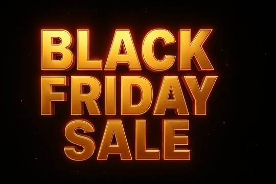 Golden Black Friday Sale announcement with fiery glow and sparkling effects perfect for promotions