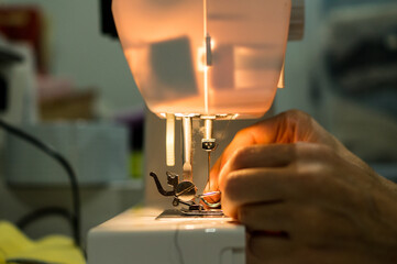 close up of sewing machine