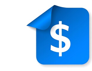 Obraz premium Blue square sticker with dollar sign