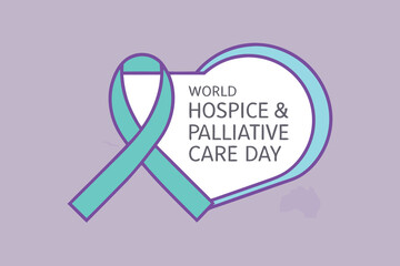 World Hospice and Palliative Care Day teal ribbon and heart graphic healthcare medical
