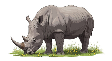 Obraz premium majestic white rhino grazing serene wildlife illustration for conservation education or african safari designs
