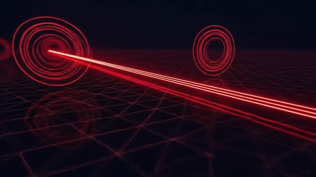 Red Laser Beams on Dark Grid Background