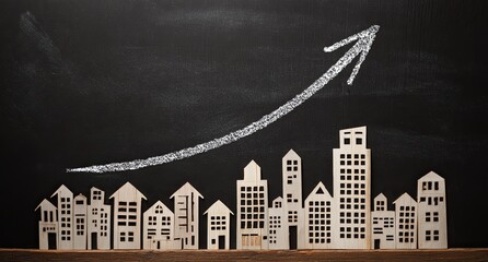 City growth depicted on a chalkboard