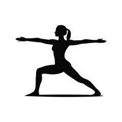 Silhouette of a woman in a warrior yoga pose