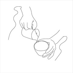 Making Latte art Barista pouring milk on coffee 