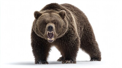 Fototapeta premium Majestic Brown Grizzly Bear Roaring Aggressively - Powerful Wildlife Photography