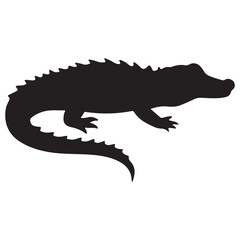 Naklejka premium Black Crocodile Silhouette Vector for Wildlife Design Projects