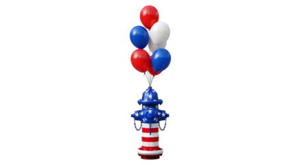 Patriotic Balloon Arrangement with Lighthouse Base Isolated on White Background