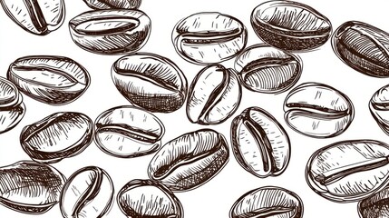 Coffee Beans Vector Monochrome Style