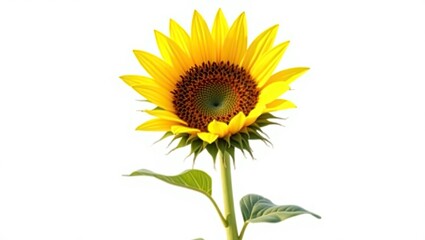 Bright yellow sunflower against a plain white background.