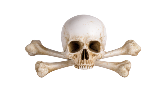 Skull and crossbones isolated on transparent background