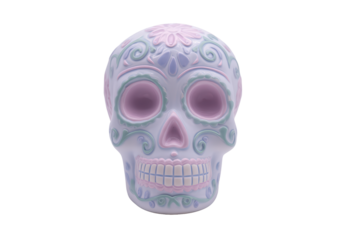 Decorative sugar skull isolated on transparent background