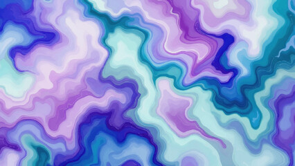 Abstract watercolor painting with purple and blue wavy pattern texture