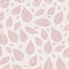 Autumn leaves pattern background. Simple autumn themed vector hand drawn wallpaper.