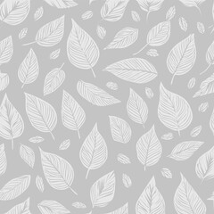 Autumn leaves pattern background. Simple autumn themed vector hand drawn wallpaper.