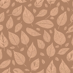 Autumn leaves pattern background. Simple autumn themed vector hand drawn wallpaper.
