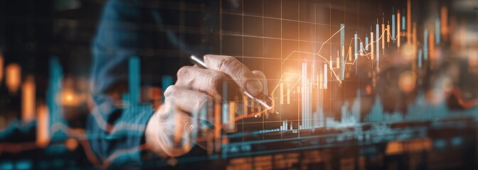 Business person interacting with financial data