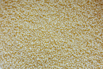 Dry Durum Wheat Couscous, Close-Up Horizontal Shot in Soft Natural Light