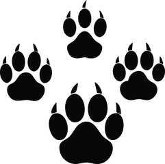 Fototapeta premium Four Black Paw Prints on White Background animal bear