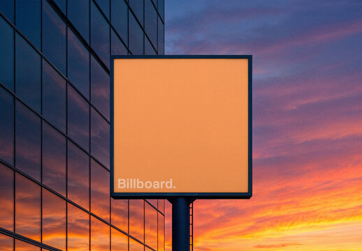 Square Billboard at Sunset Mockup