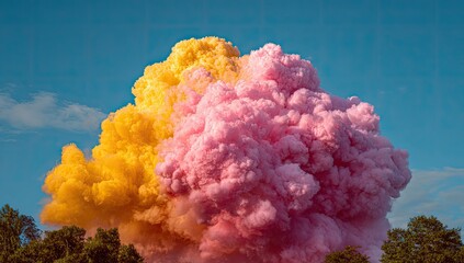 Colorful, fluffy clouds against a vibrant sky