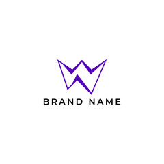 ILLUSTRATION LETTER W GEOMETRIC LOGO ICON PURPLE COLOR TEMPLATE SIMPLE MINIMALIST ELEMENT DESIGN SIMPLE VECTOR GOOD FOR APPS, BRAND 
