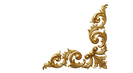 Metal gold ornament isolated on white or transparent background
