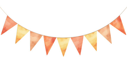 Watercolor triangle pennant banner in orange and yellow colors