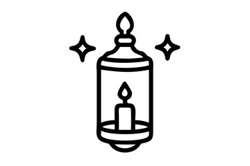 Silhouette of a single Christmas candle in a glass lantern with a flame vector 1