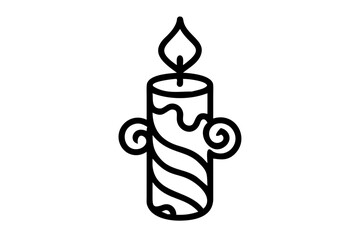 Stylized Christmas Candle Silhouette with Swirled Red and White Wax swirled wax holiday