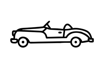 Obraz premium Vintage 1950s Convertible Car Silhouette on White Background classic car vintage car