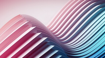 Colorful glass line speed effect. Abstract wave pattern in perspective with holographic gradient on light blue 3d background render. Futuristic digital texture for technology design. 3D illustration