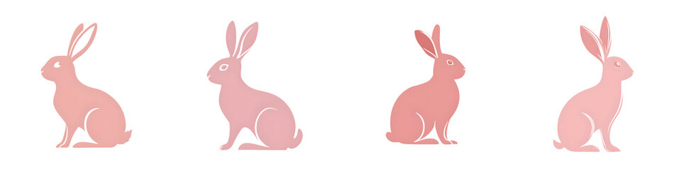 Obraz premium Rabbit Silhouette Collection, Pastel Color Bunny Illustration