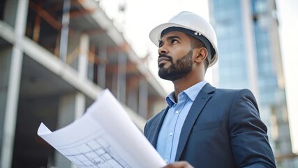 Architect holding blueprints