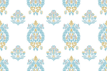 Seamless Traditional Motif in Soft Blue and Gold