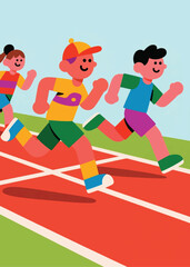children running race Illustrator Artwork design template poster