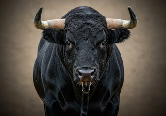 Naklejka premium Black and white bull