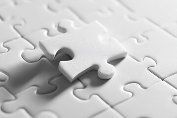 Obraz premium Close-up of a single white puzzle piece (1)