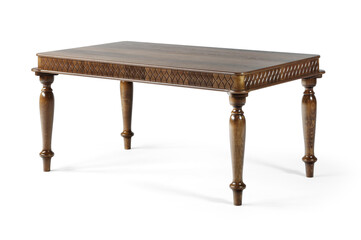 wooden table isolated on white background .dining table .