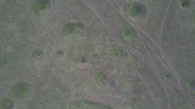 Lunar landscape over a karst field in Bashkiria, Russia in summer