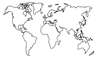 World Map Outline Vector Set