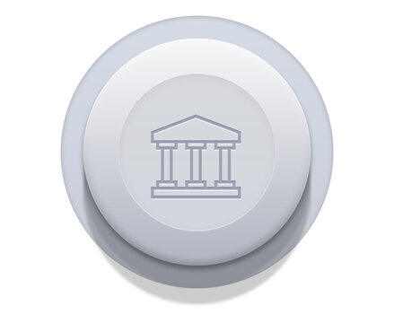 greay bank icon isolated on grey button with a shield keylock key in transparent