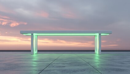 Fototapeta premium Futuristic bench at sunset