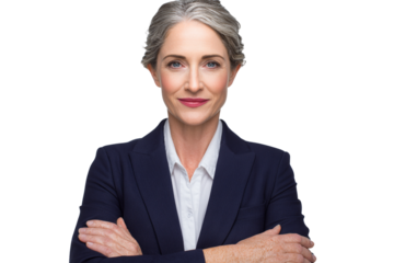 Confident Middle-Aged Businesswoman Shaking Hands with New Hire, Front View, Isolated on Transparent Background