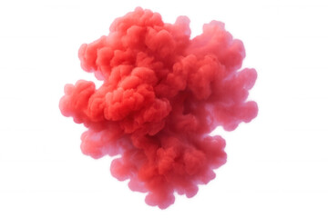 Obraz premium Red smoke cloud is expanding on a transparent background, creating a vibrant and ethereal effect