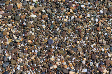 Background wet sea pebbles