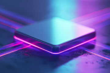 Futuristic CPU board placed on Violet and Cyan Motherboard Circuit, Powering AI Performance and Business Growth
