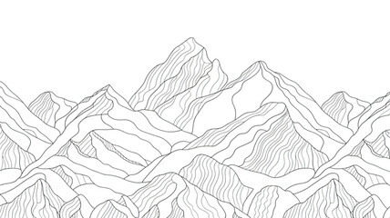 Abstract pixelated mountain range in black white and gray tones