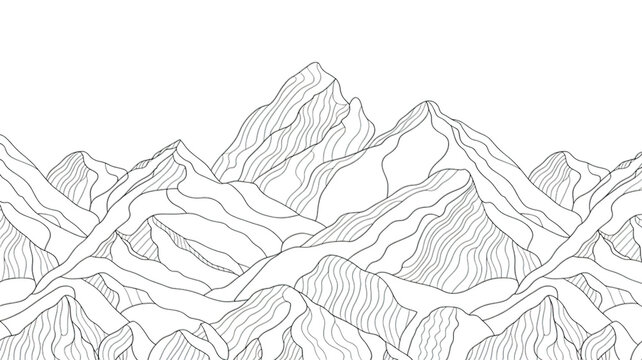 Abstract pixelated mountain range in black white and gray tones